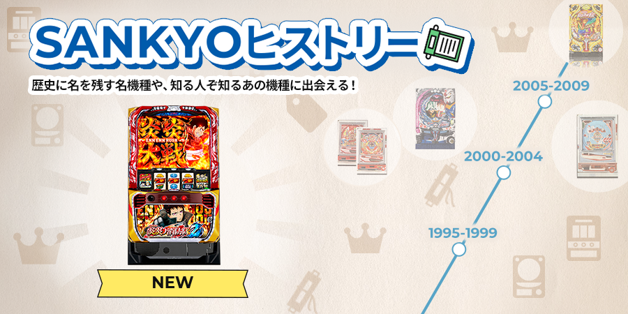 SANKYOヒストリー歴史に名を残す名機種や、知る人ぞ知るあの機種に出会える！